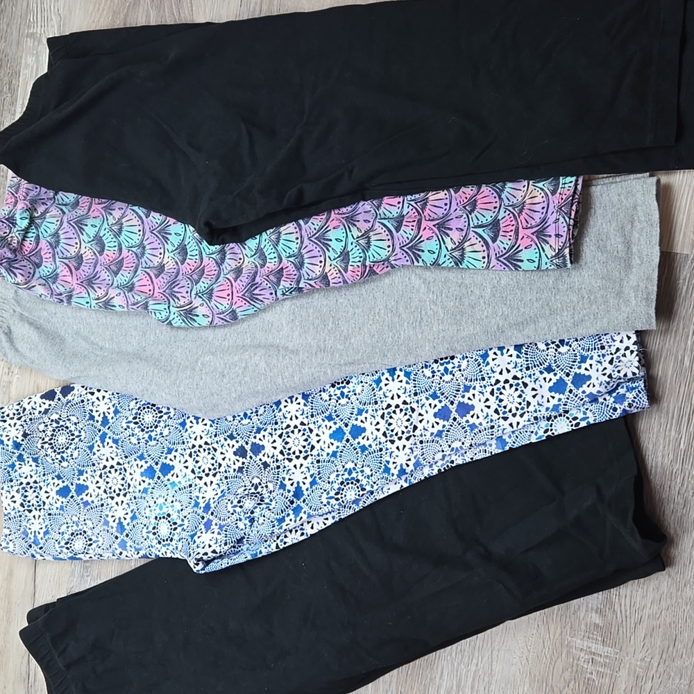 Girls Capri Legging Bundle 16 Black Gray Blue Purple